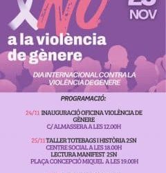 Programació 25 de Novembre (Dia Internacional contra la Violència de Gènere)